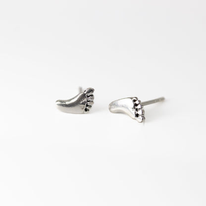Silver Little Feet Stud Earrings