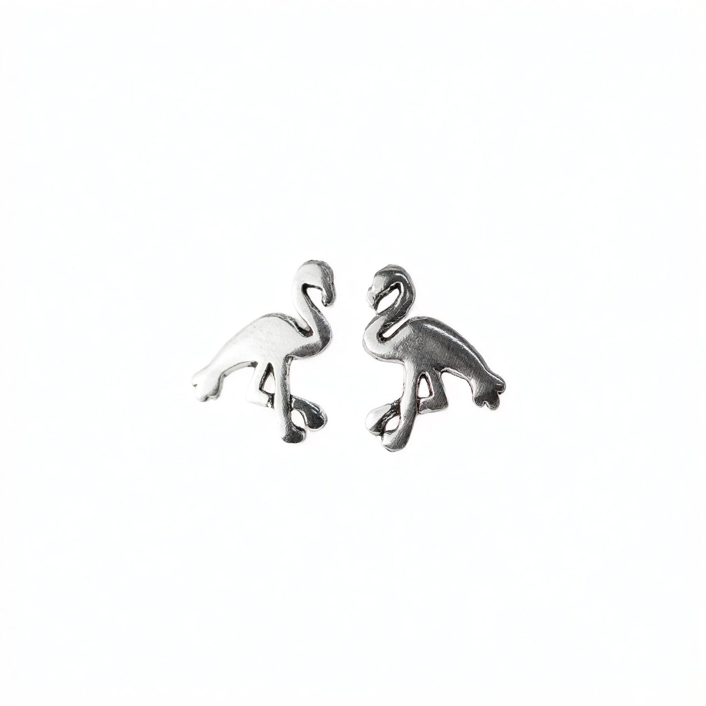 Silver Flamingo Stud Earrings