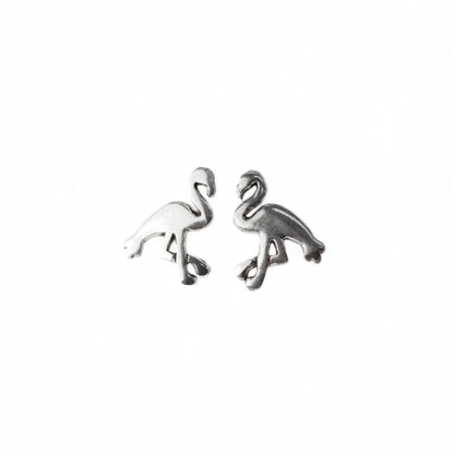 Silver Flamingo Stud Earrings