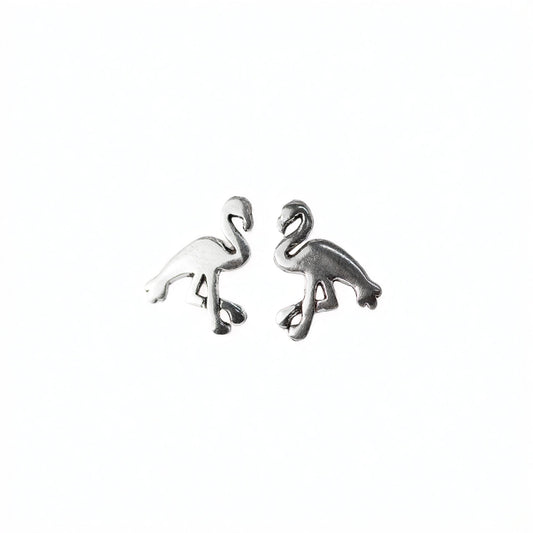 Silver Flamingo Stud Earrings