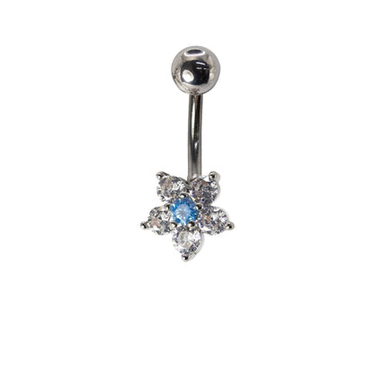 Steel Crystal Cluster Flower Navel Bar