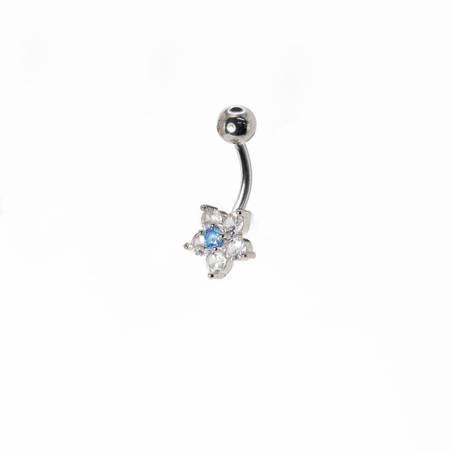 Steel Crystal Cluster Flower Navel Bar