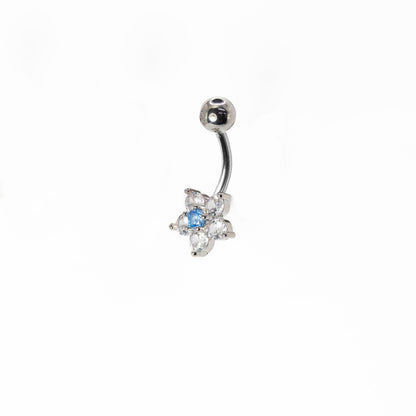Steel Crystal Cluster Flower Navel Bar