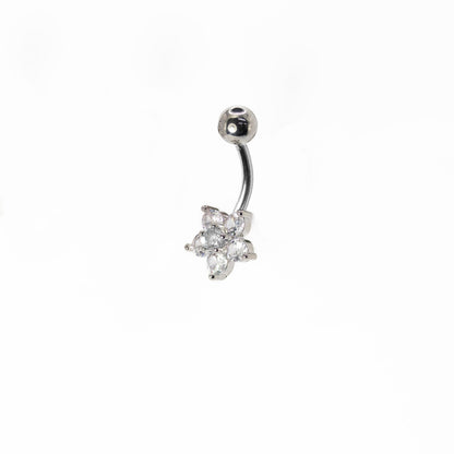 Steel Crystal Cluster Flower Navel Bar