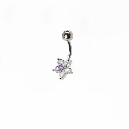 Steel Crystal Cluster Flower Navel Bar
