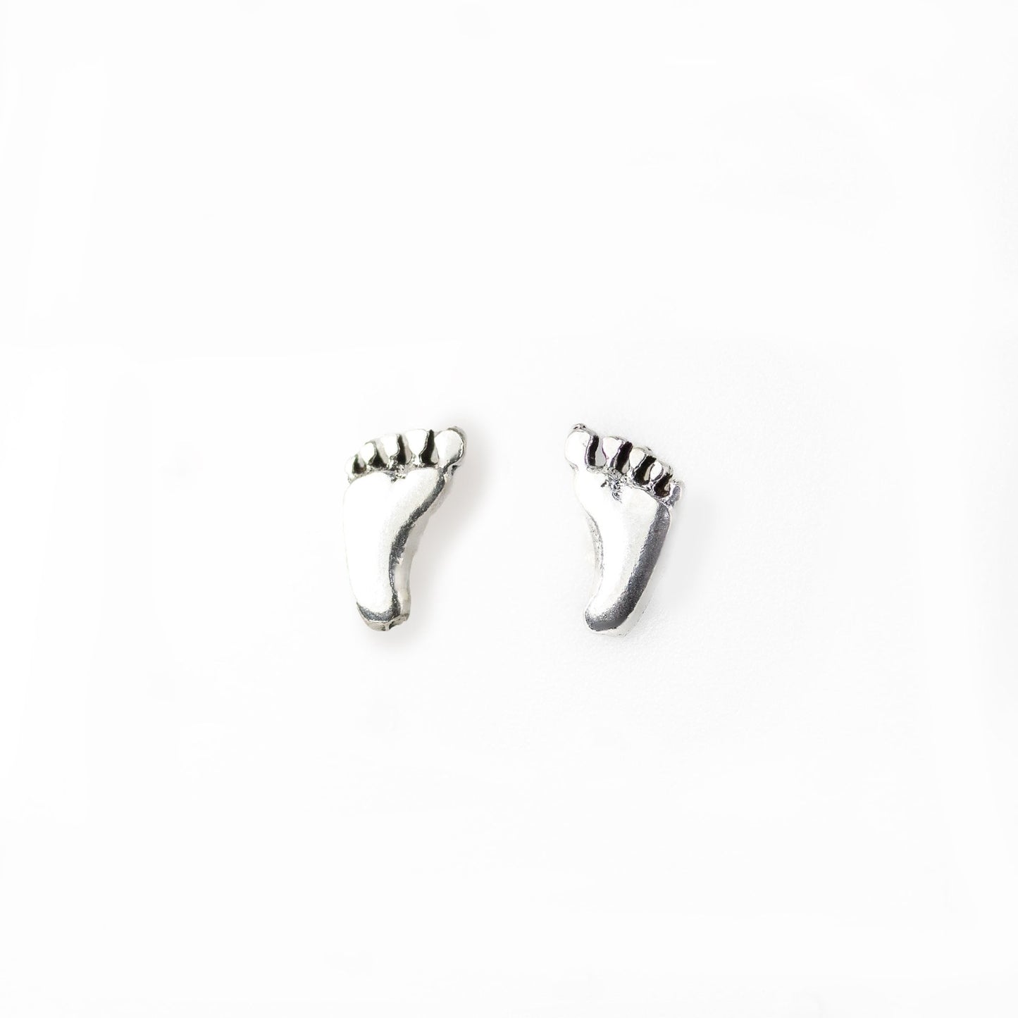 Silver Little Feet Stud Earrings