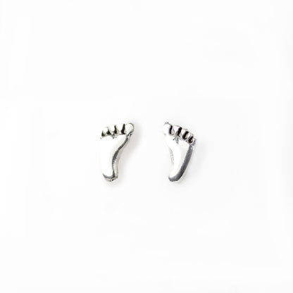 Silver Little Feet Stud Earrings