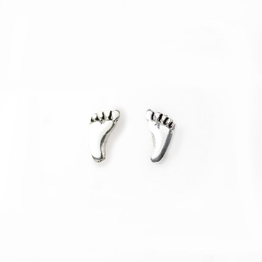 Silver Little Feet Stud Earrings