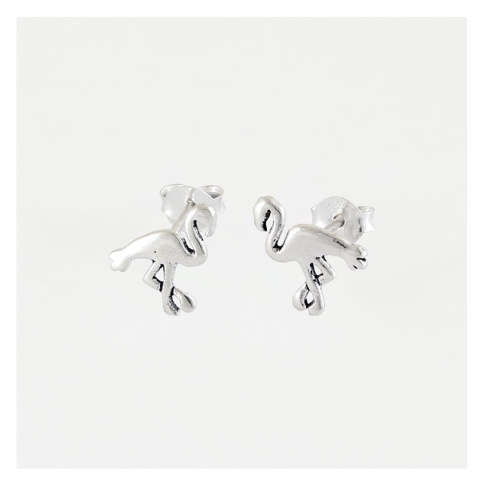 Silver Flamingo Stud Earrings