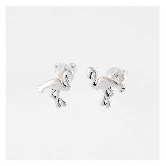 Silver Flamingo Stud Earrings