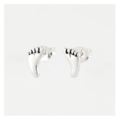 Silver Little Feet Stud Earrings