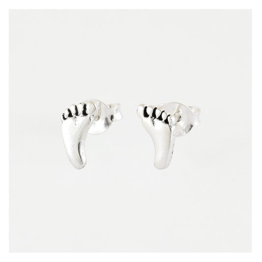 Silver Little Feet Stud Earrings