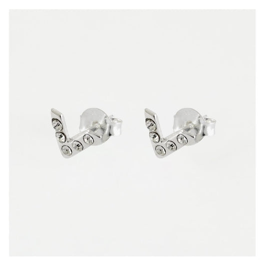 Silver Crystal V-Shape Chevron Stud Earrings