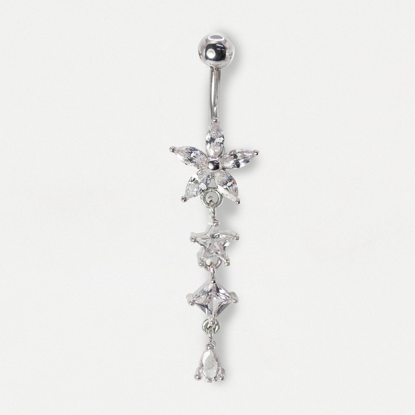 Steel Flower & Celestial Dangle Belly Bar