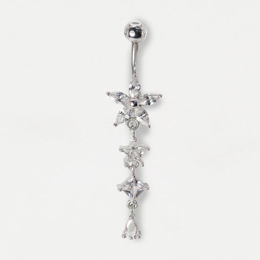 Steel Flower & Celestial Dangle Belly Bar