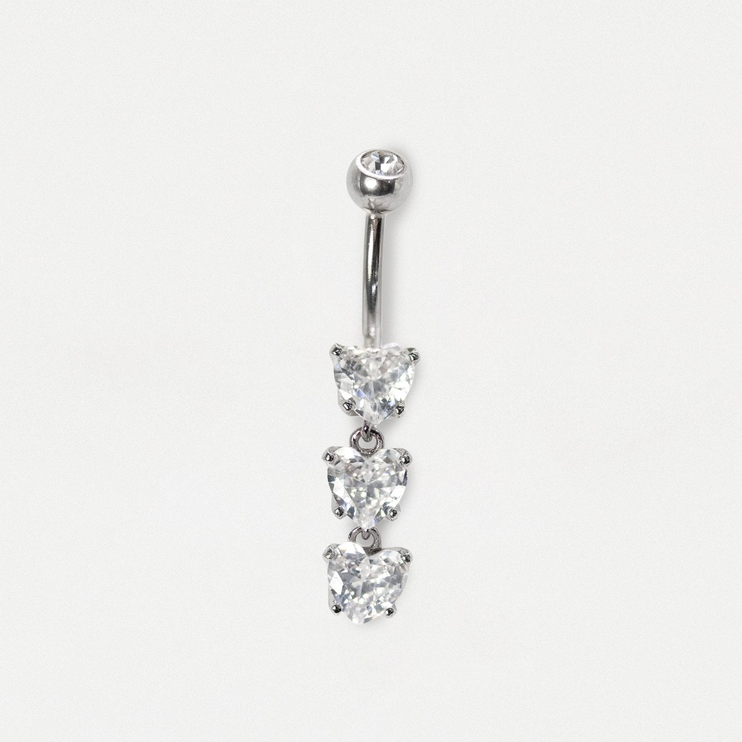 Steel Triple Heart Radiance Dangle Belly Bar