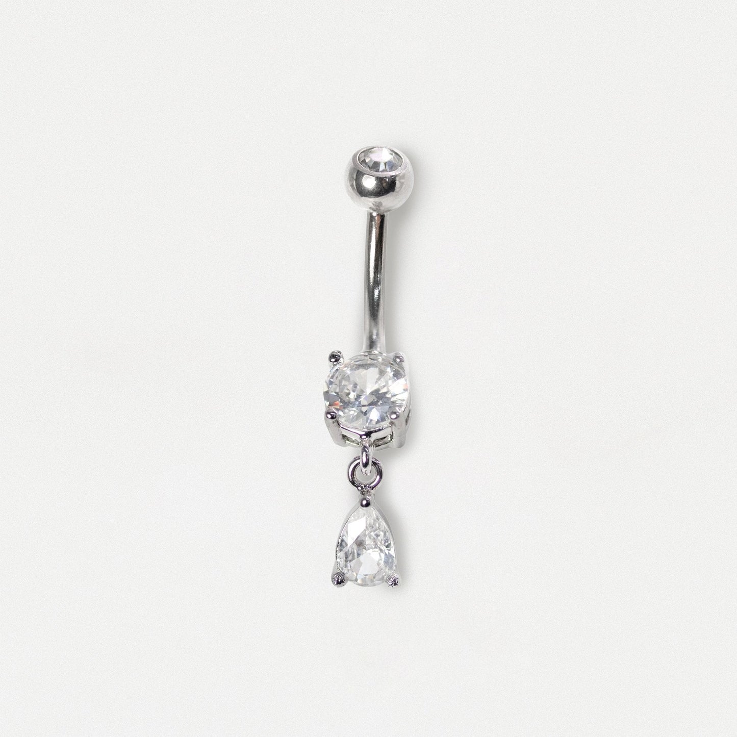 Steel Solitaire Teardrop Dangle Belly Bar