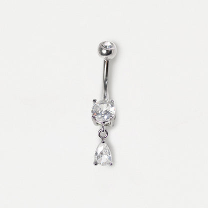 Steel Solitaire Teardrop Dangle Belly Bar