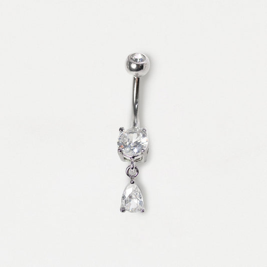 Steel Solitaire Teardrop Dangle Belly Bar