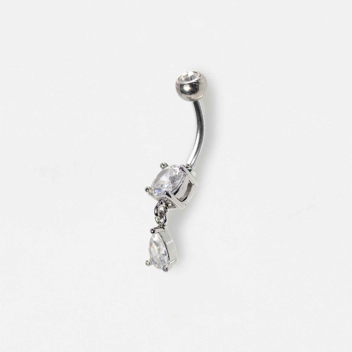 Steel Solitaire Teardrop Dangle Belly Bar
