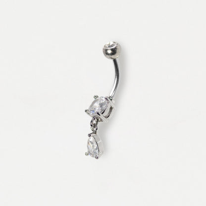 Steel Solitaire Teardrop Dangle Belly Bar