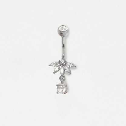 Steel Falling Petal Marquise Dangle Belly Bar