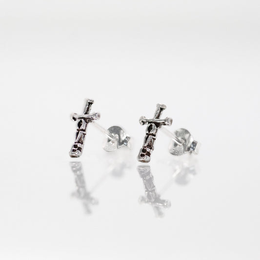 Silver Love Crosses Ear Studs