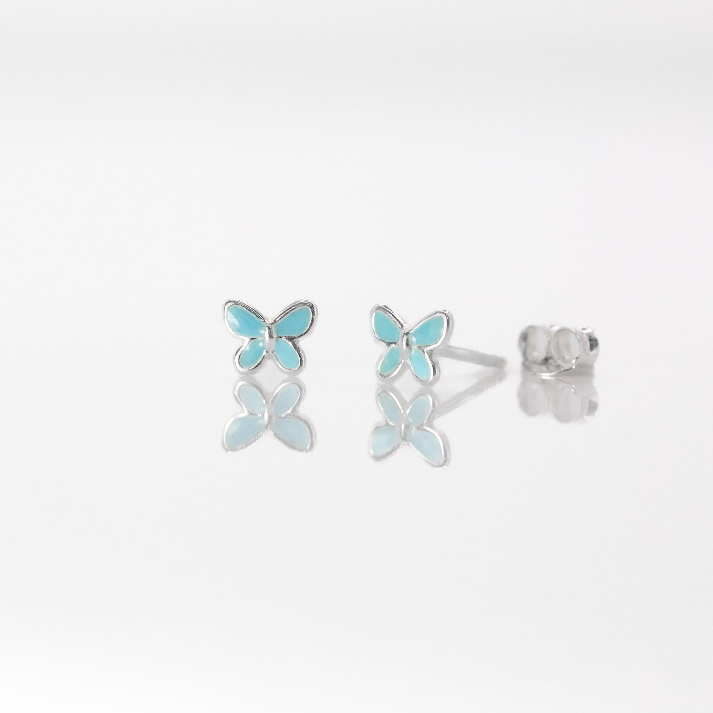 Silver Baby Butterfly Studs