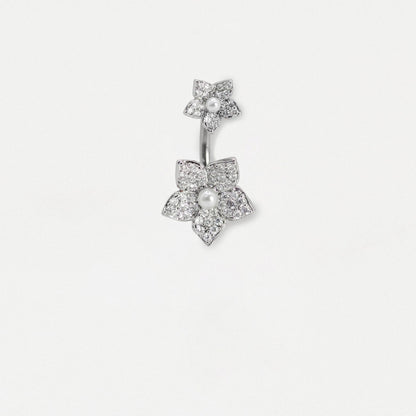 Steel Pearl Blossom Flower Belly Bar