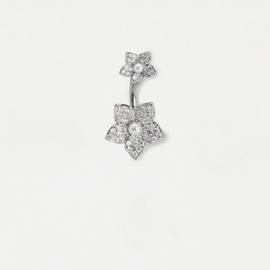 Steel Pearl Blossom Flower Belly Bar