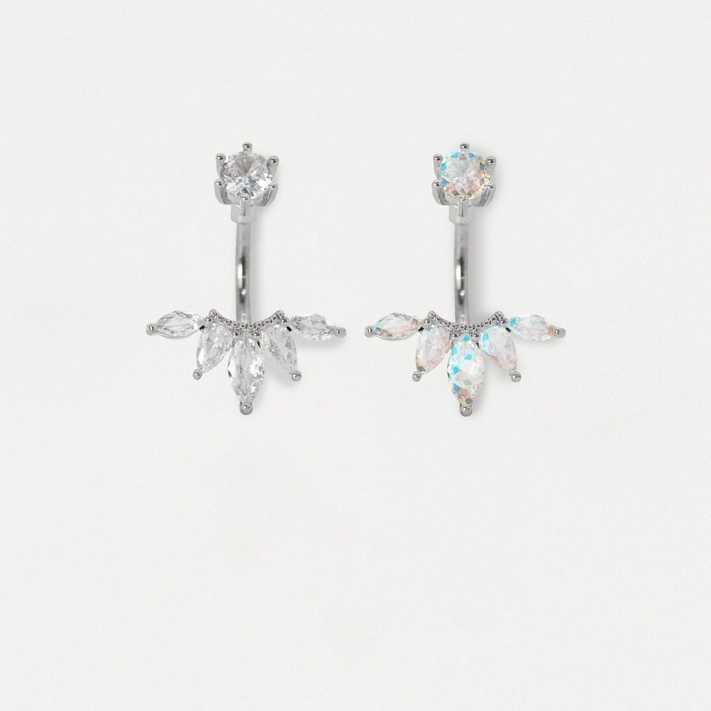 Steel Five Petal Crystal Belly Bar