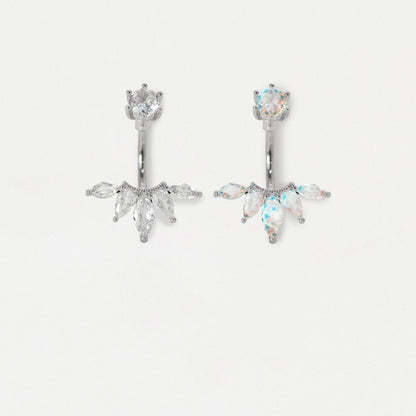 Steel Five Petal Crystal Belly Bar