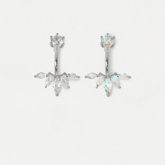 Steel Five Petal Crystal Belly Bar