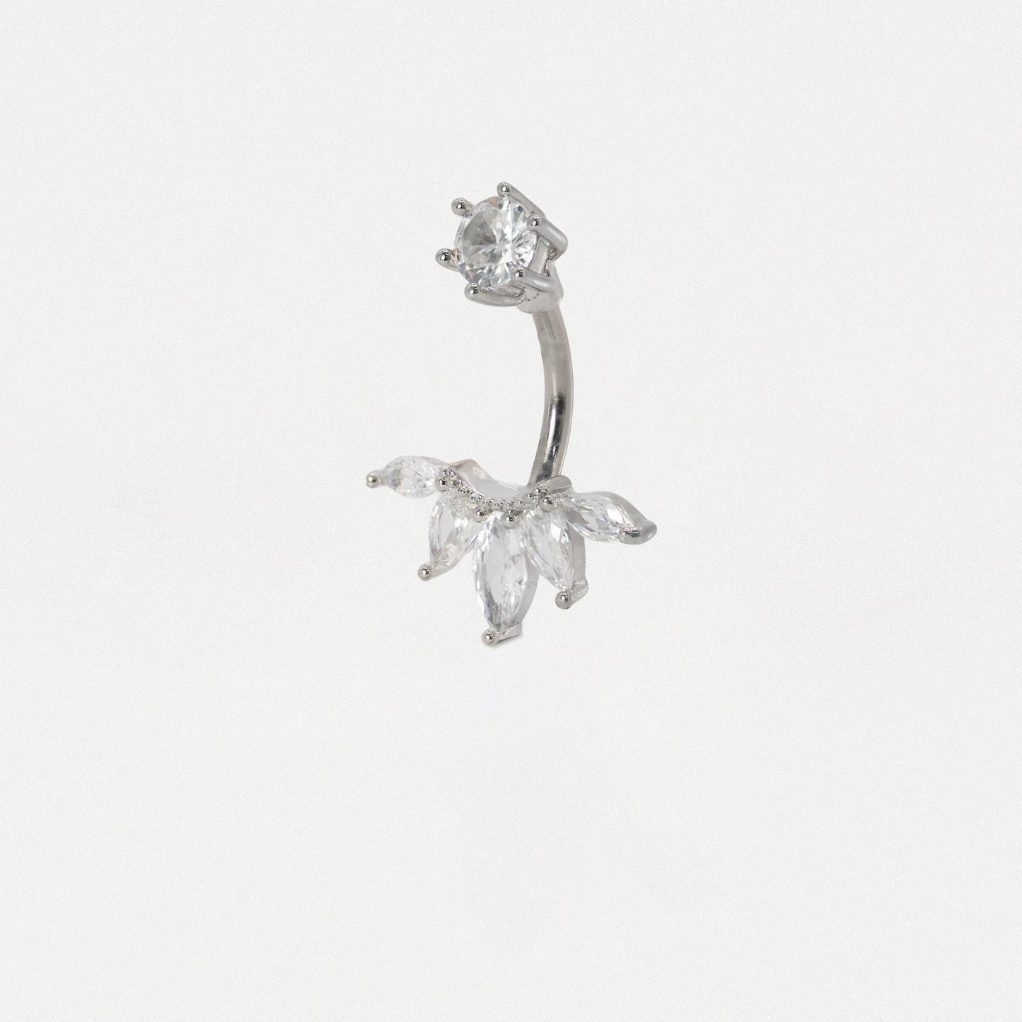 Steel Five Petal Crystal Belly Bar