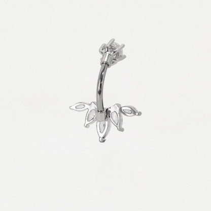 Steel Five Petal Crystal Belly Bar