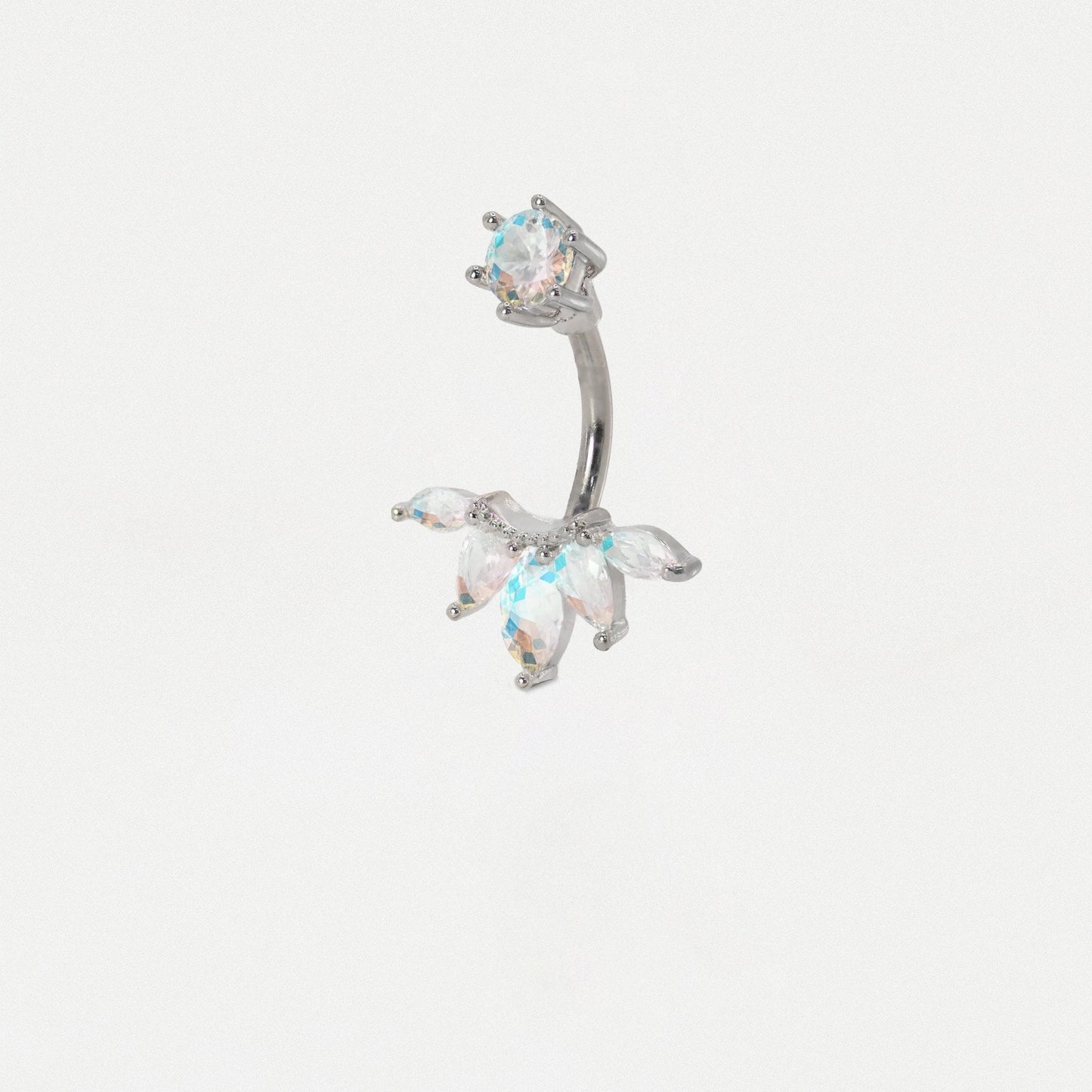 Steel Five Petal Crystal Belly Bar