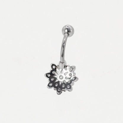 Steel Multi-Petal Crystal Flower Belly Bar