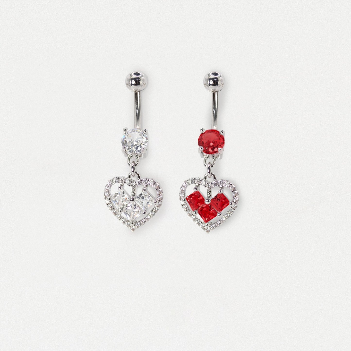 Steel Crystal Cut-Out Heart Belly Bar