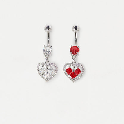 Steel Crystal Cut-Out Heart Belly Bar