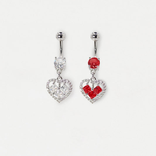 Steel Crystal Cut-Out Heart Belly Bar