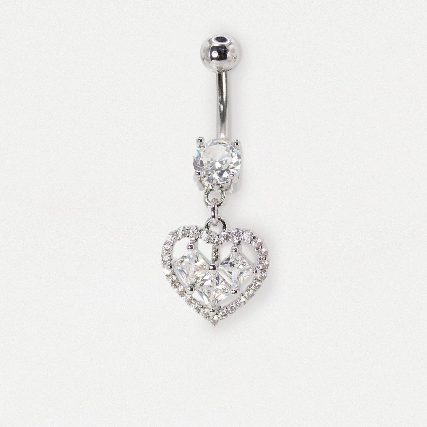 Steel Crystal Cut-Out Heart Belly Bar
