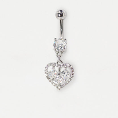Steel Crystal Cut-Out Heart Belly Bar