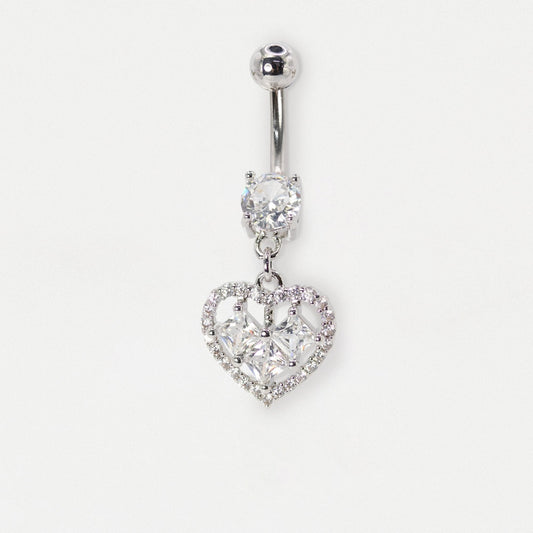 Steel Crystal Cut-Out Heart Belly Bar
