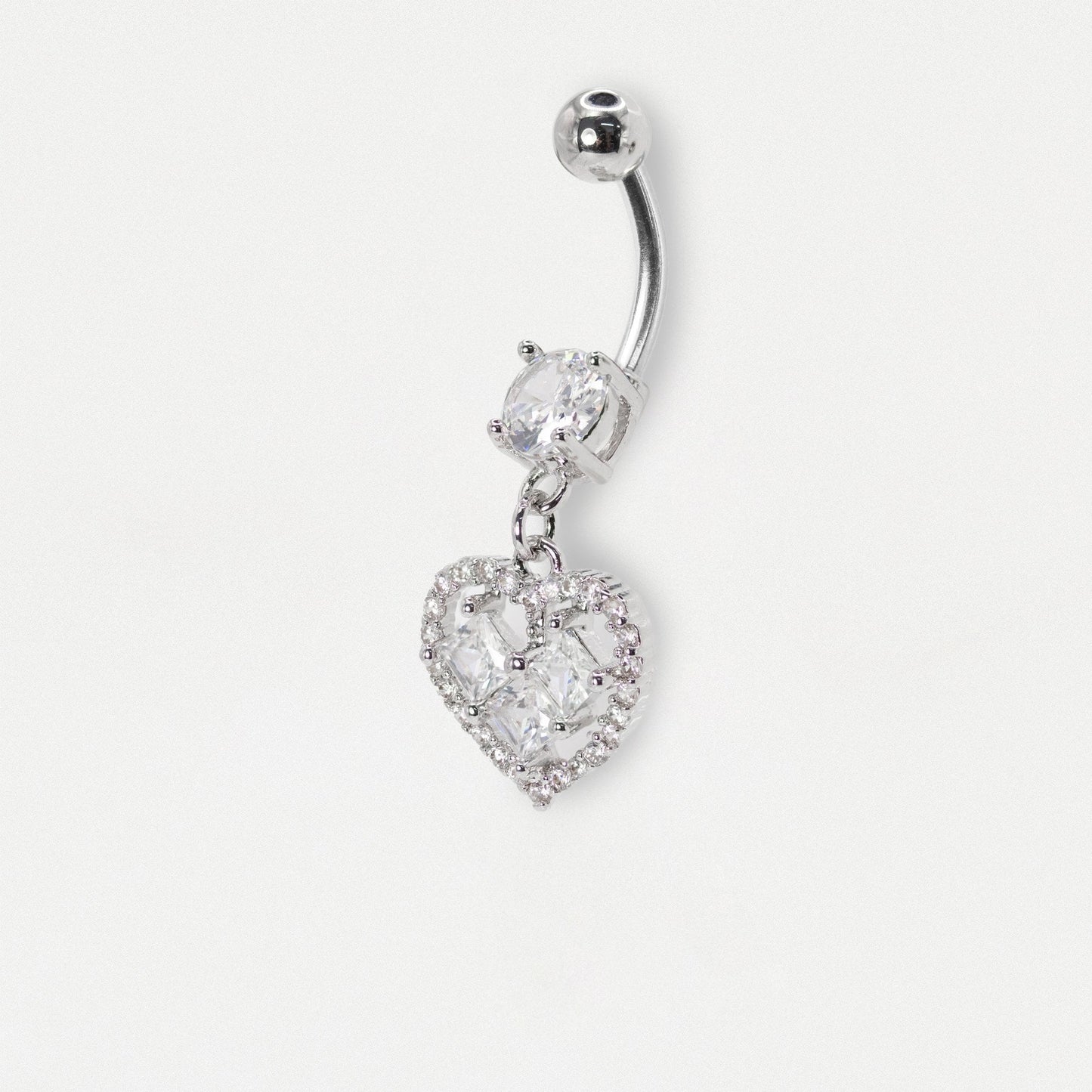 Steel Crystal Cut-Out Heart Belly Bar