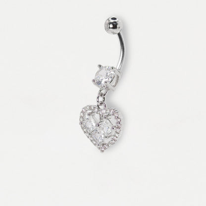 Steel Crystal Cut-Out Heart Belly Bar
