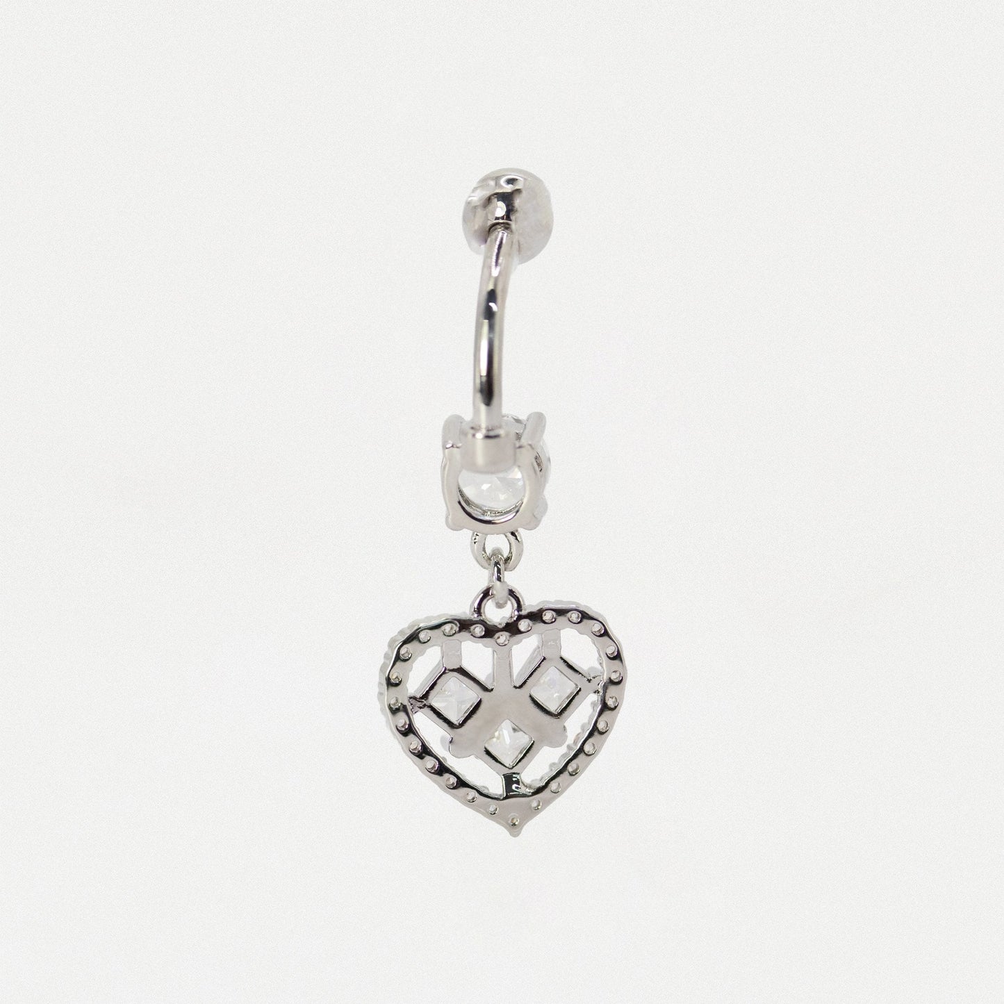Steel Crystal Cut-Out Heart Belly Bar