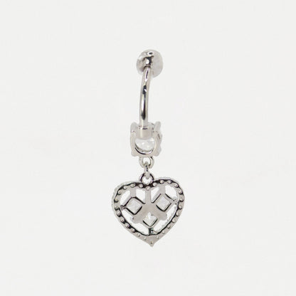 Steel Crystal Cut-Out Heart Belly Bar