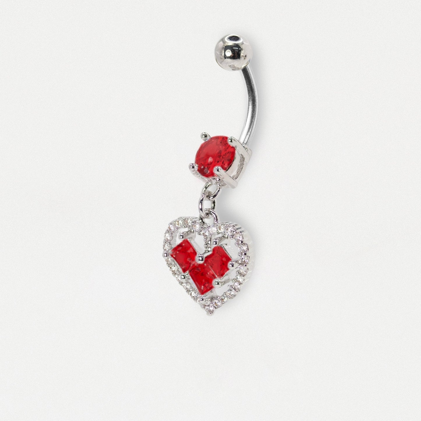 Steel Crystal Cut-Out Heart Belly Bar