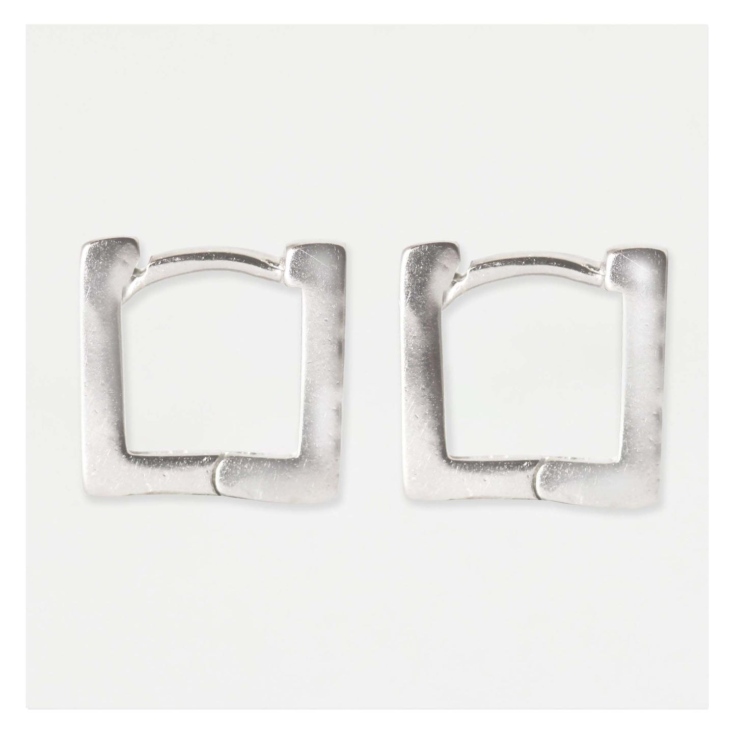 Silver Crystal Square Hoop Earrings - 10mm