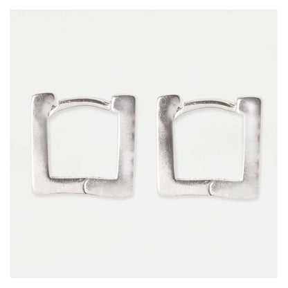 Silver Crystal Square Hoop Earrings - 10mm